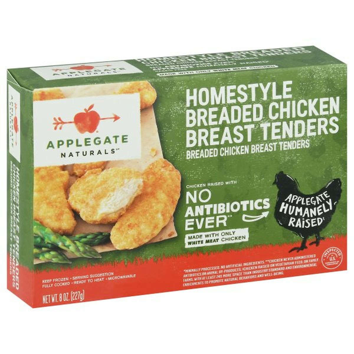 Calories in Applegate Chicken Breast Tenders, Breaded, Homestyle