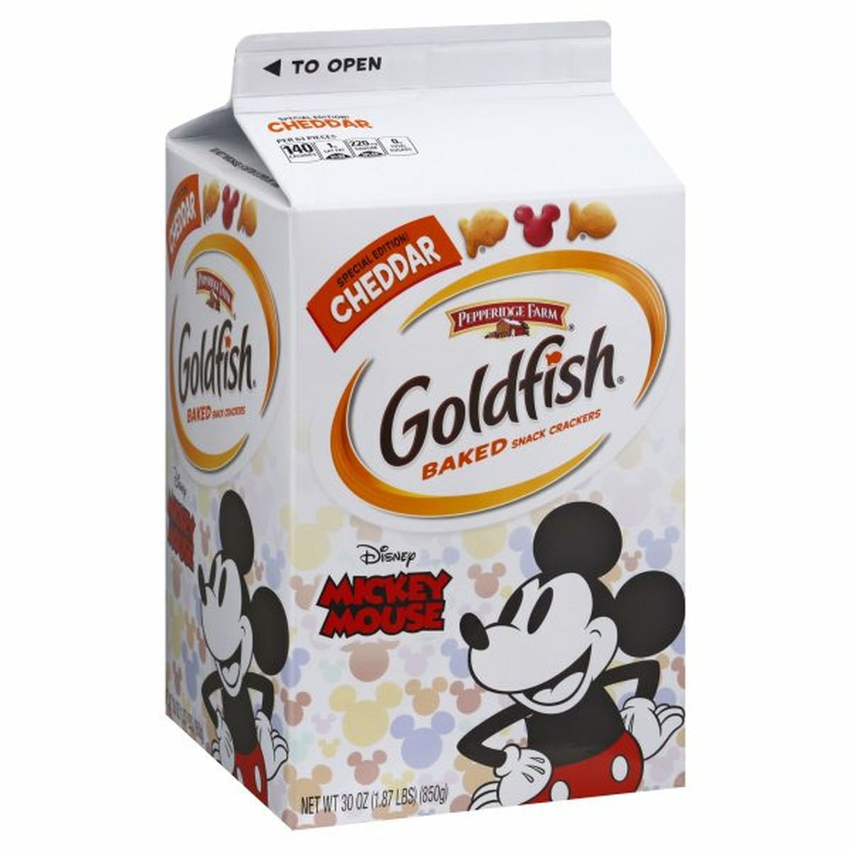 Calories in Pepperidge Farms  Goldfishs Baked Snack Crackers, Cheddar, Disney, Mickey Mouse