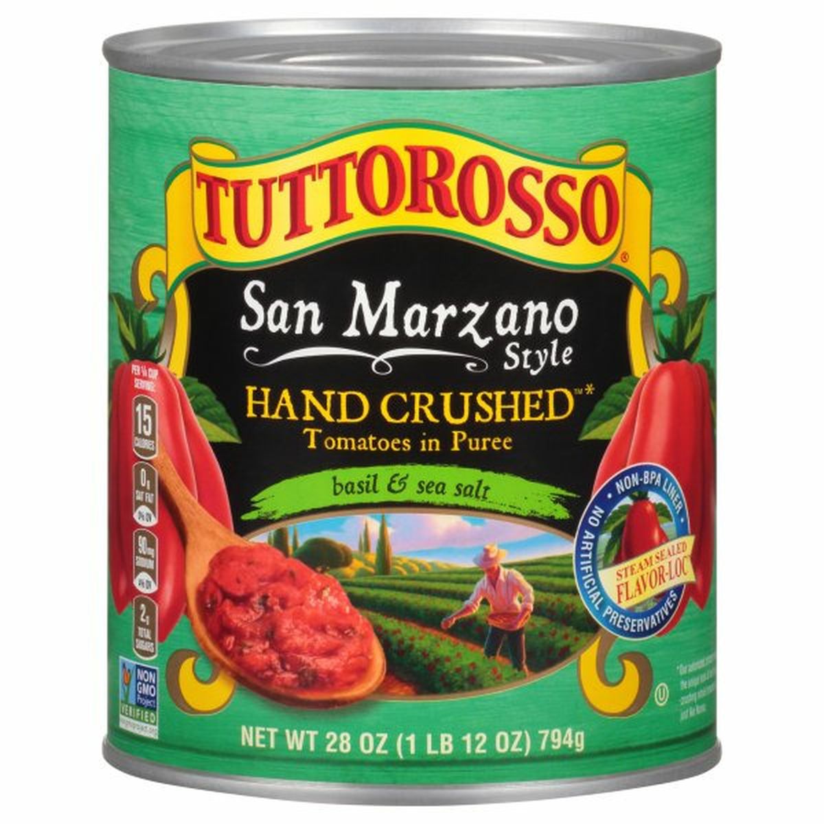 Calories in Tuttorosso Tomatoes Tomatoes in Puree,  Basil and Sea Salt, San Marzano Style