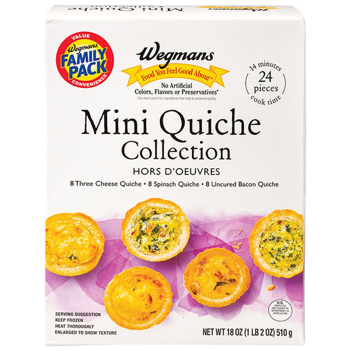Calories in Wegmans Mini Quiche Collection, FAMILY PACK