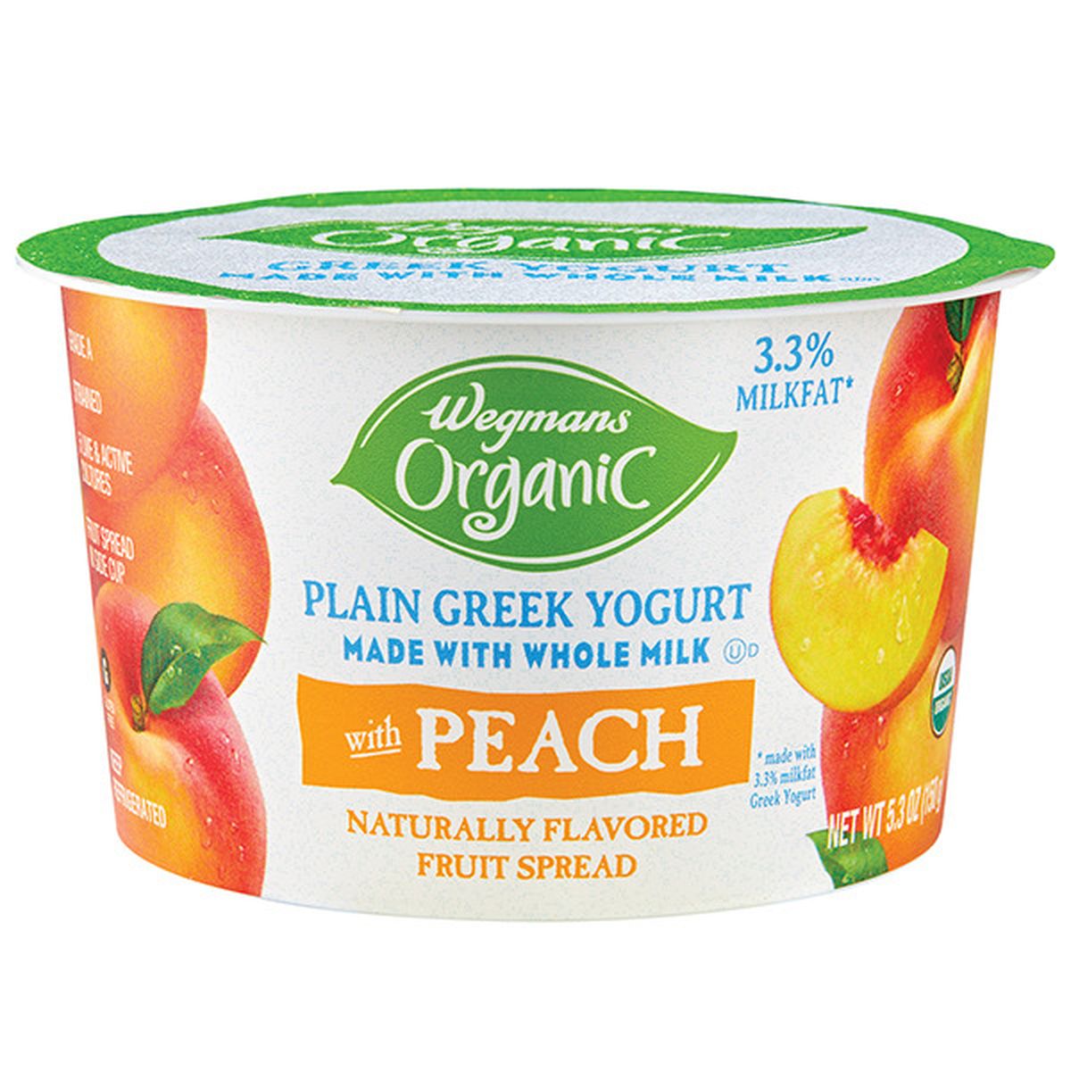 Calories in Wegmans Organic Greek Whole Milk Yogurt With Peach