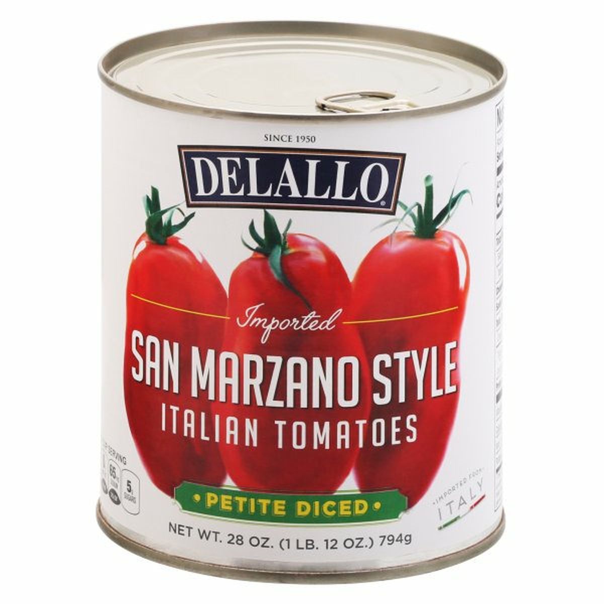 Calories in DeLallo Italian Tomatoes, San Marzano Style, Petite Diced
