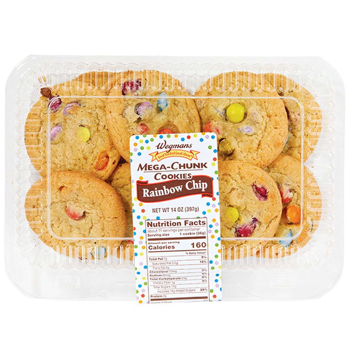 Calories in Wegmans Mega-Chunk Rainbow Chip Cookies