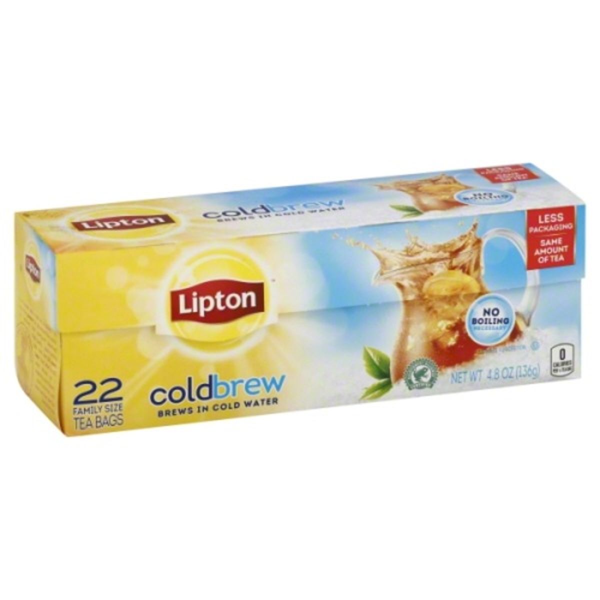 Calories in Lipton ColdBrew Iced Tea, Family Size Tea Bags
