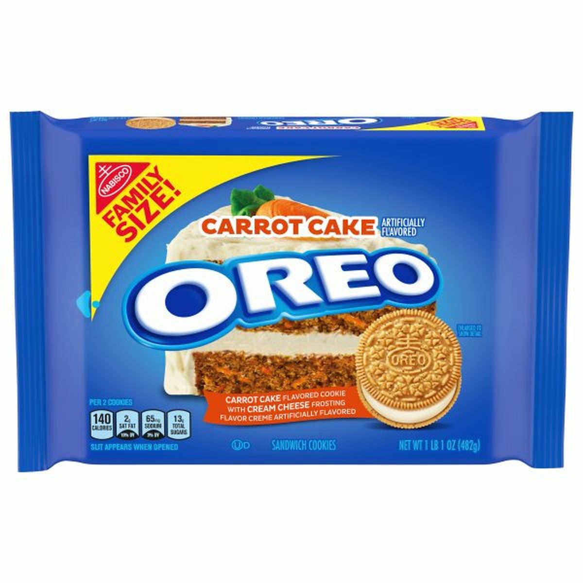Calories in Oreo Sandwich Cookies, Carrot Cake, Family Size