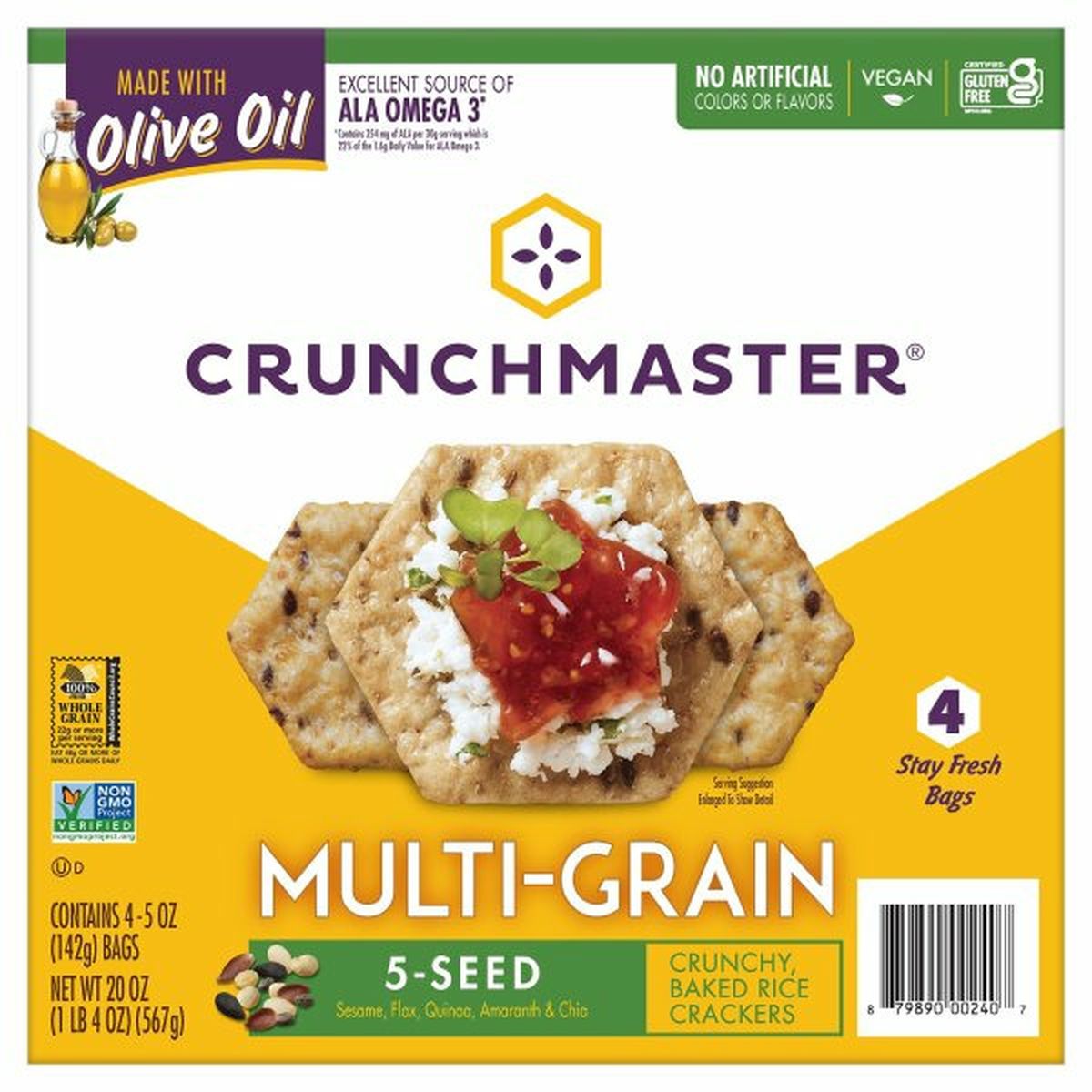 Calories in Crunchmaster Crackers, 5-Seed, Multi-Grain