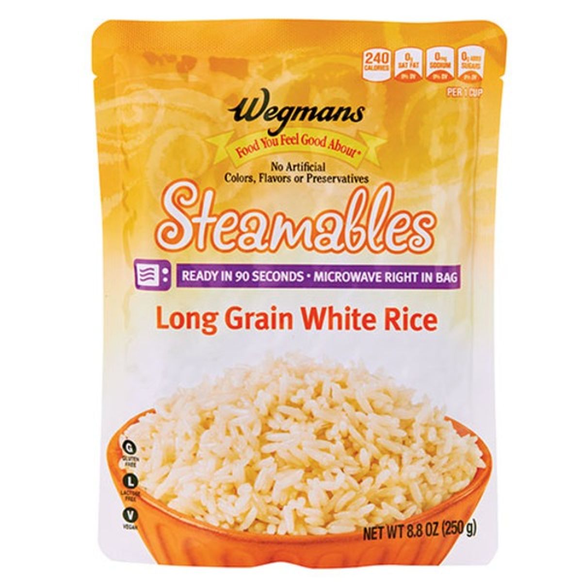 Calories in Wegmans White Rice Steamables