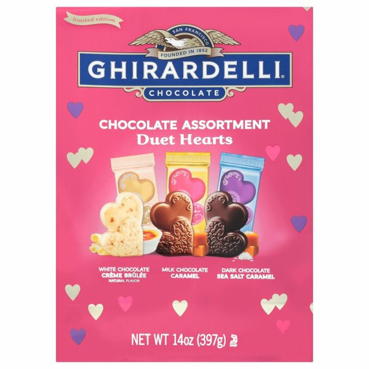 Calories in Ghirardelli Chocolate, Assortment, Duet Hearts