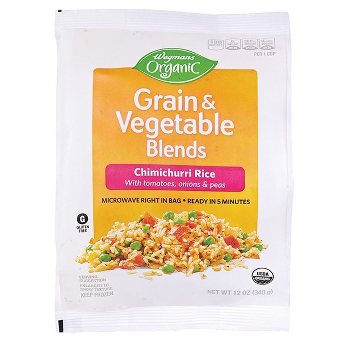 Calories in Wegmans Organic Grain & Vegetable Blends, Chimichurri Rice