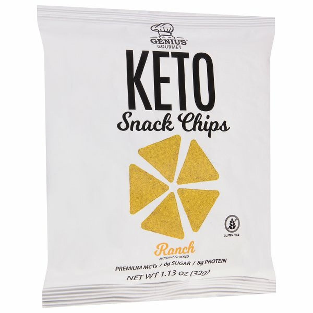 Calories in Genius Gourmet Snack Chips, Keto, Ranch