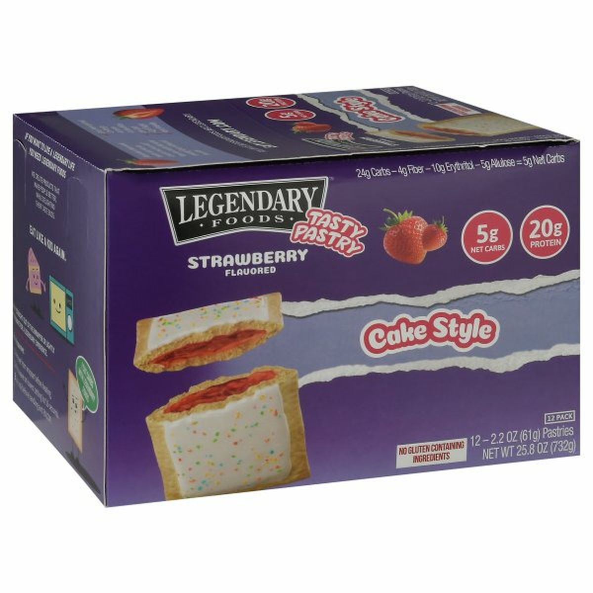 Calories in Legendary Foods Pastries, Strawberry Flavored, 12 Pack