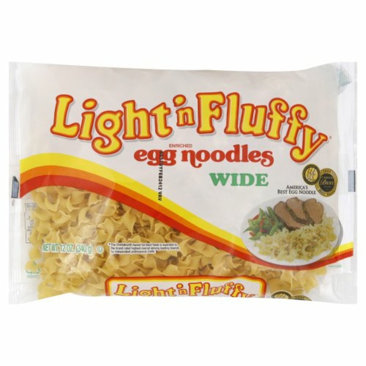 Calories in Light 'n Fluffy Egg Noodles, Enriched, Wide