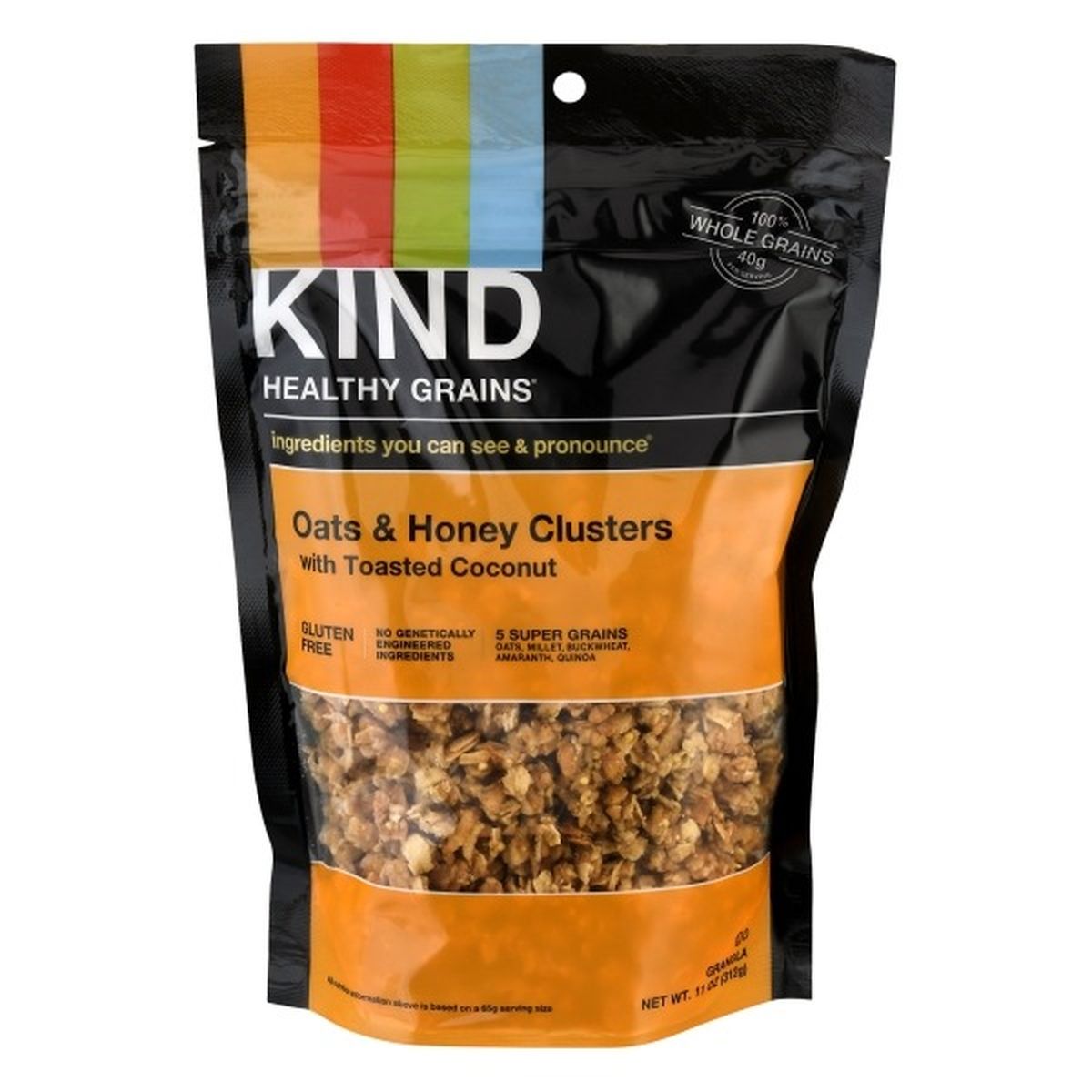 Calories in KIND Healthy Grains Granola, Oats & Honey Clusters with Toasted Coconut