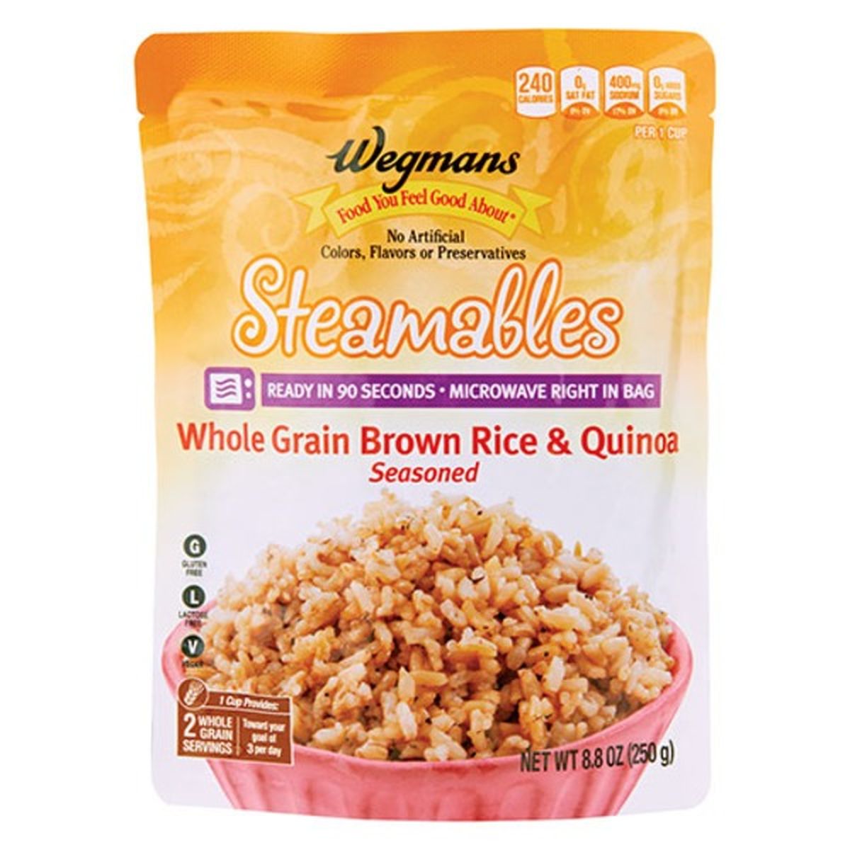 Calories in Wegmans Whole Grain Brown Rice & Quinoa Steamables