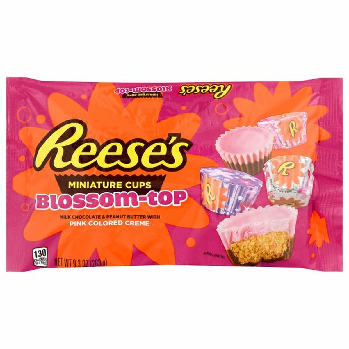 Calories in Reese's Milk Chocolate & Peanut Butter, with Pink Colored Creme, Blossom-Top, Miniature Cups