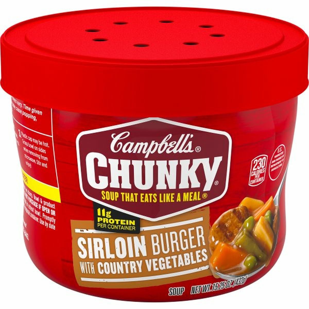 Calories in Campbell'ss Chunkys Chunky Sirloin Burger with Country Vegetables Soup