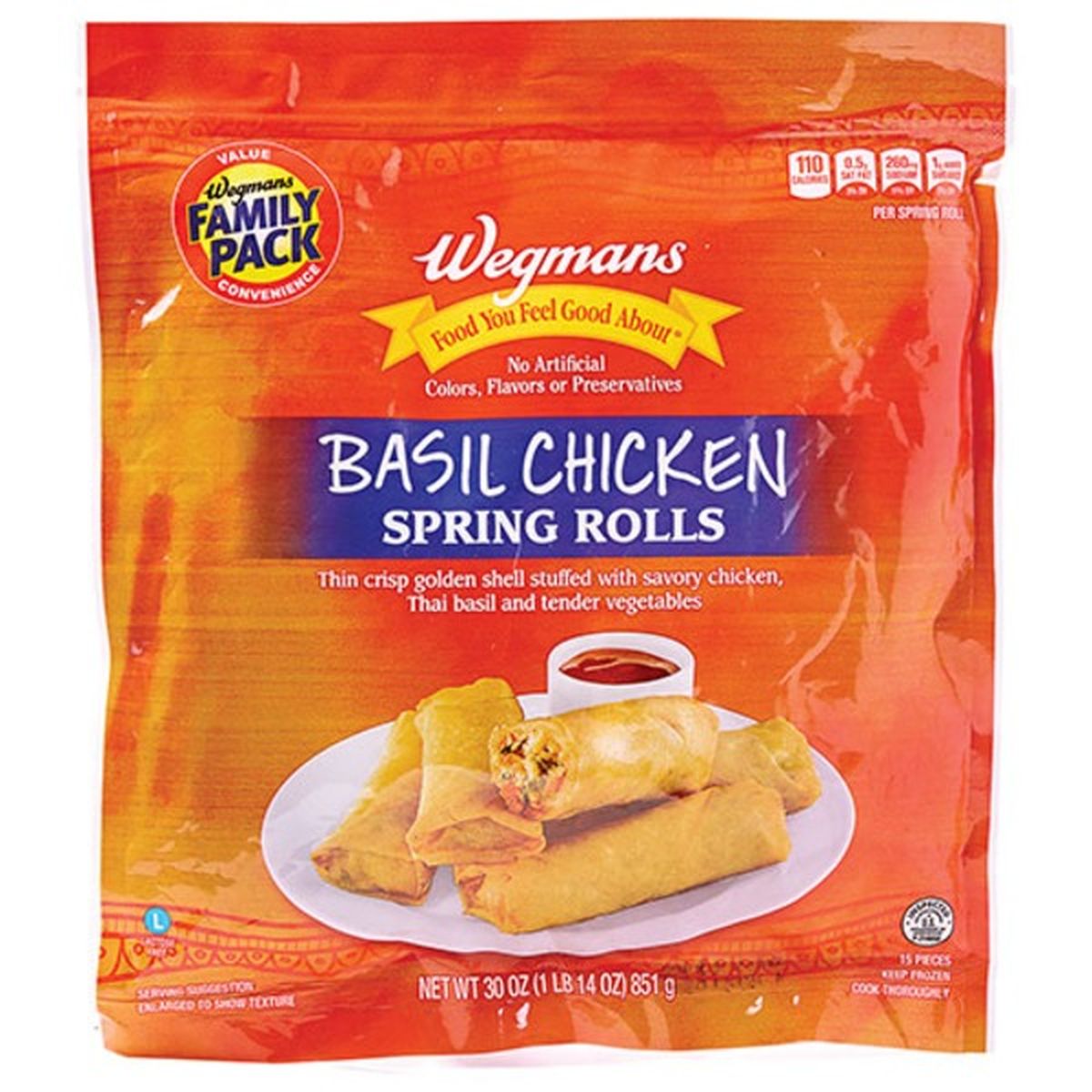 Calories in Wegmans Basil Chicken Spring Rolls, FAMILY PACK