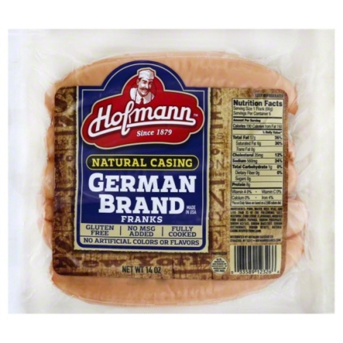 Calories in Hofmann Sausage Company Franks, German Brand