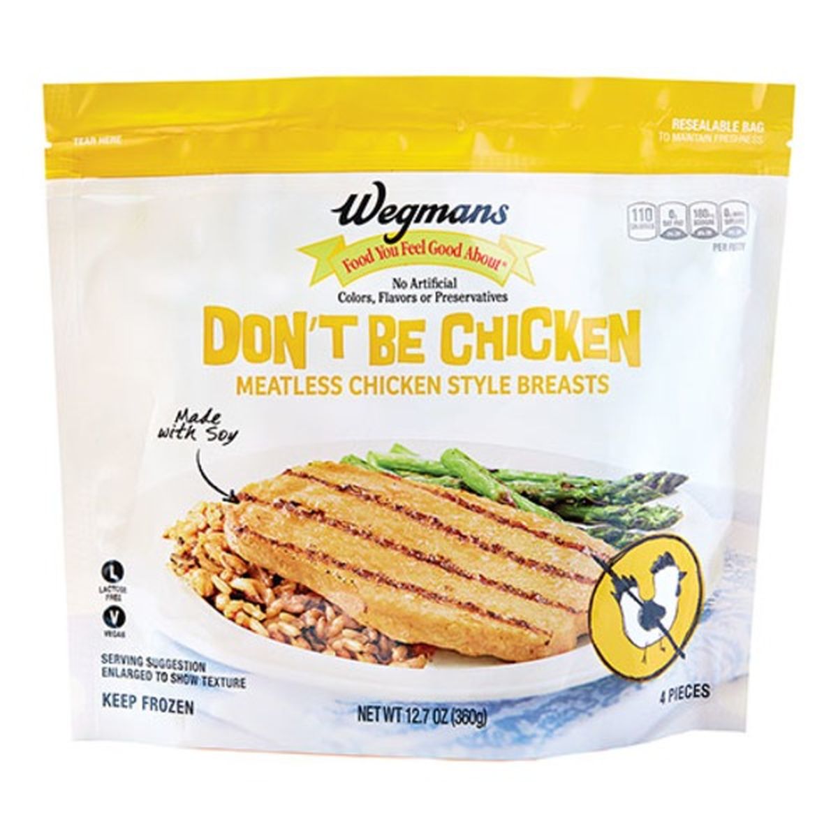 Calories in Wegmans Don't Be Chicken Meatless Chicken Style Breasts