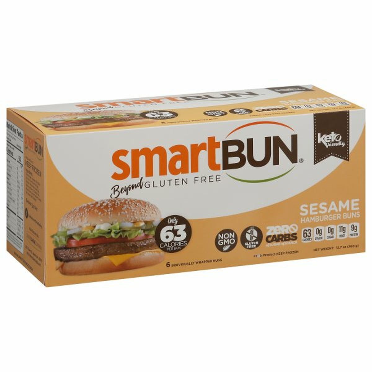 Calories in SmartBun Beyond Gluten Free Hamburger Buns, Sesame