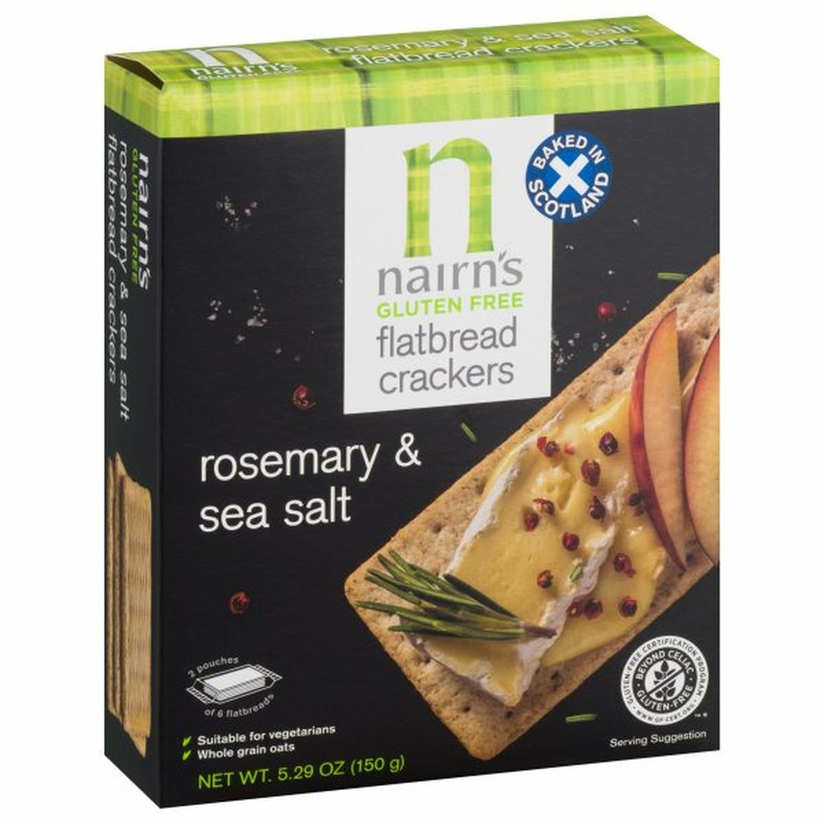 Calories in Nairn's Flatbread Crackers, Gluten Free, Rosemary & Sea Salt