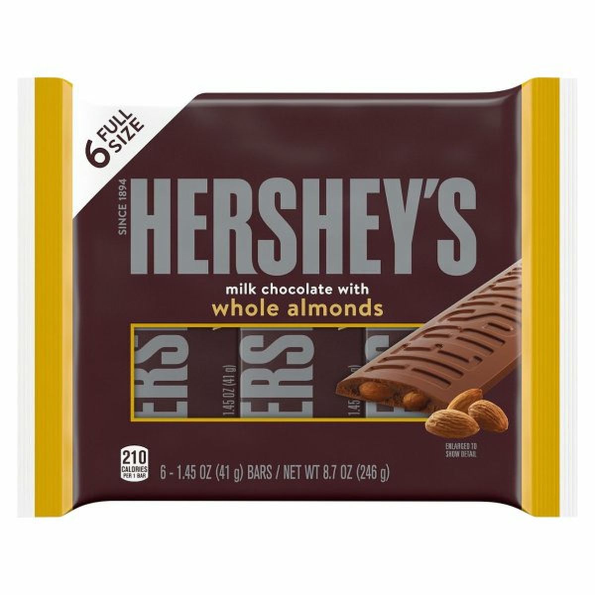 Calories in Hershey's Milk Chocolate, with Almonds, Full Size