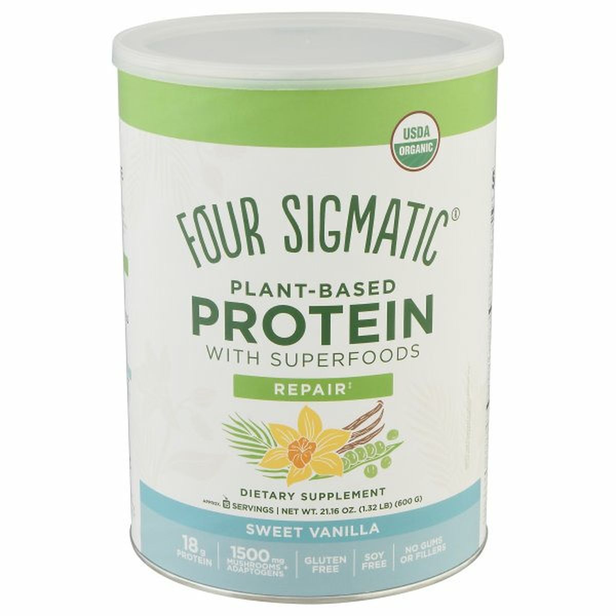 Calories in Four Sigmatic Protein with Superfoods, Plant-Based, Sweet Vanilla