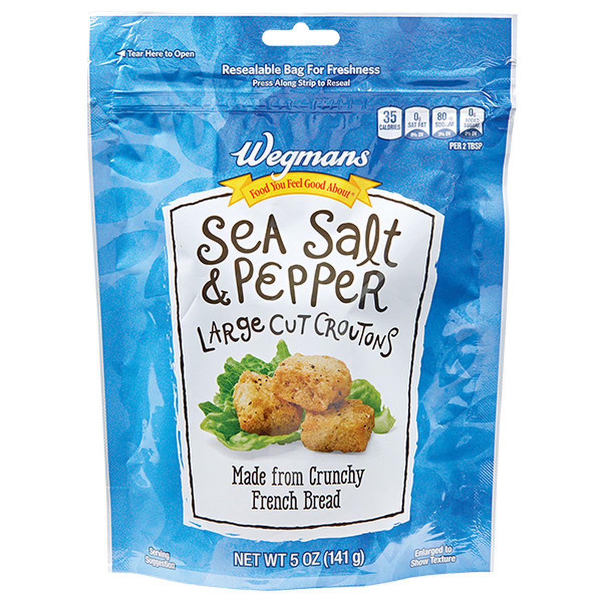 Calories in Wegmans Sea Salt & Pepper Large Cut Croutons