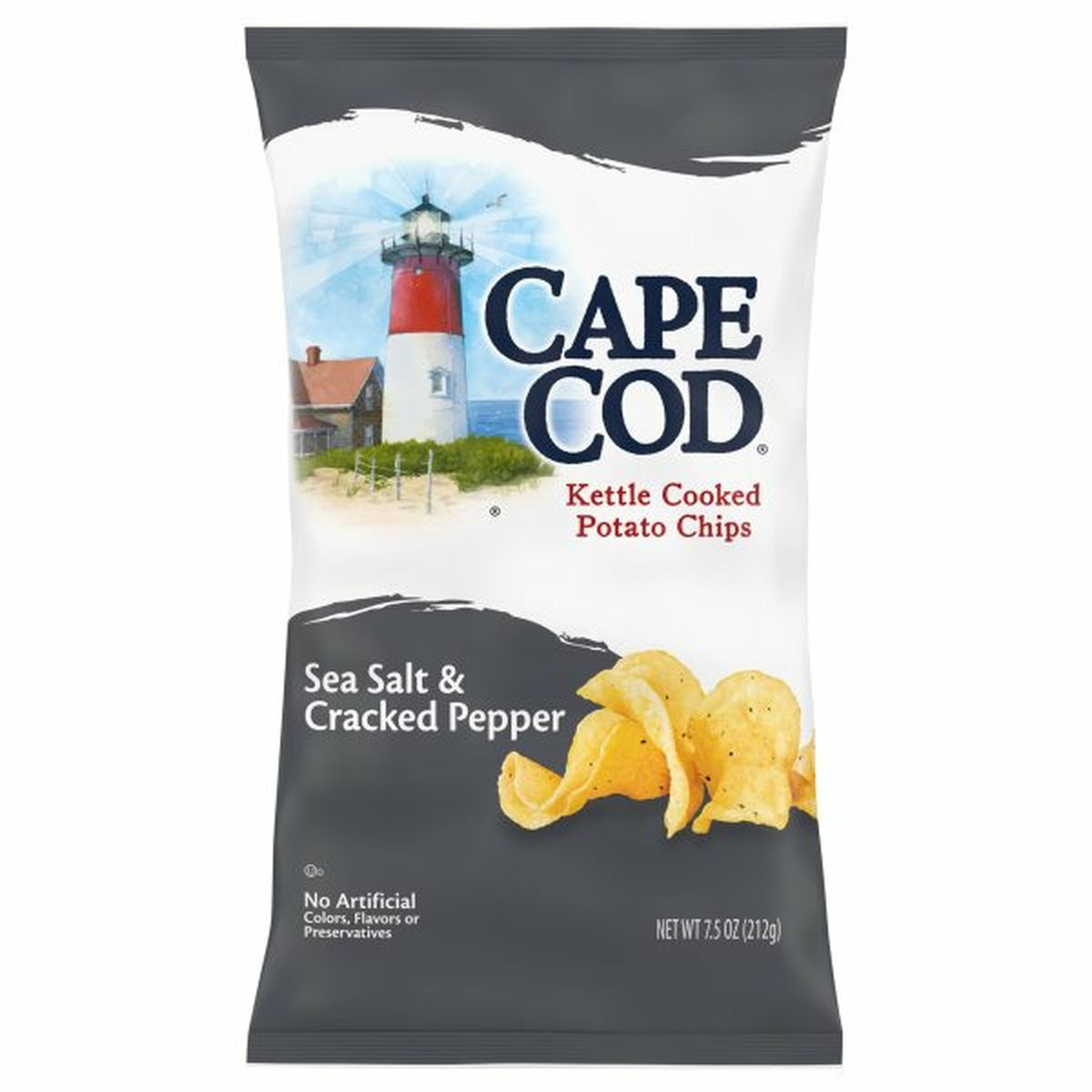 Calories in Cape Cods Potato Chips, Kettle Cooked, Sea Salt & Cracked Pepper