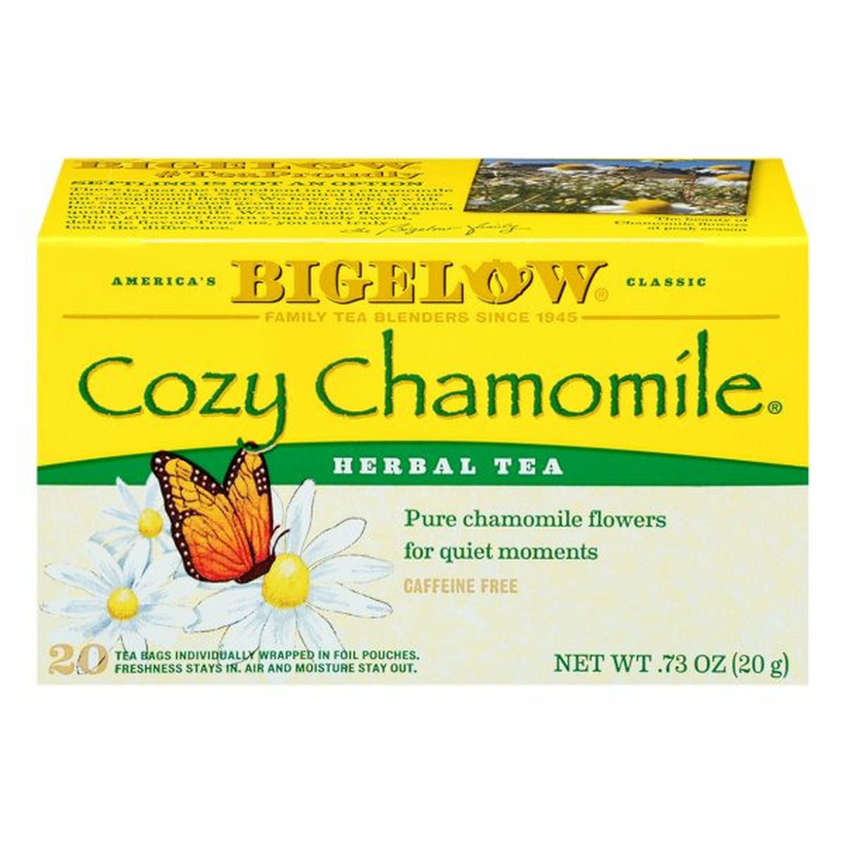 Calories in Bigelow Herbal Tea, Cozy Chamomile, Tea Bags