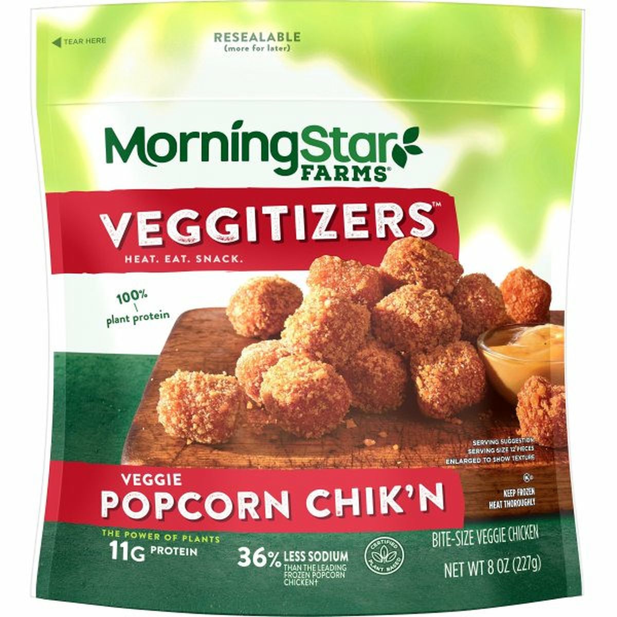 Calories in Morning Star Farms Veggie MorningStar Farms Veggie Popcorn Chik'n, Original, Vegan, 8oz