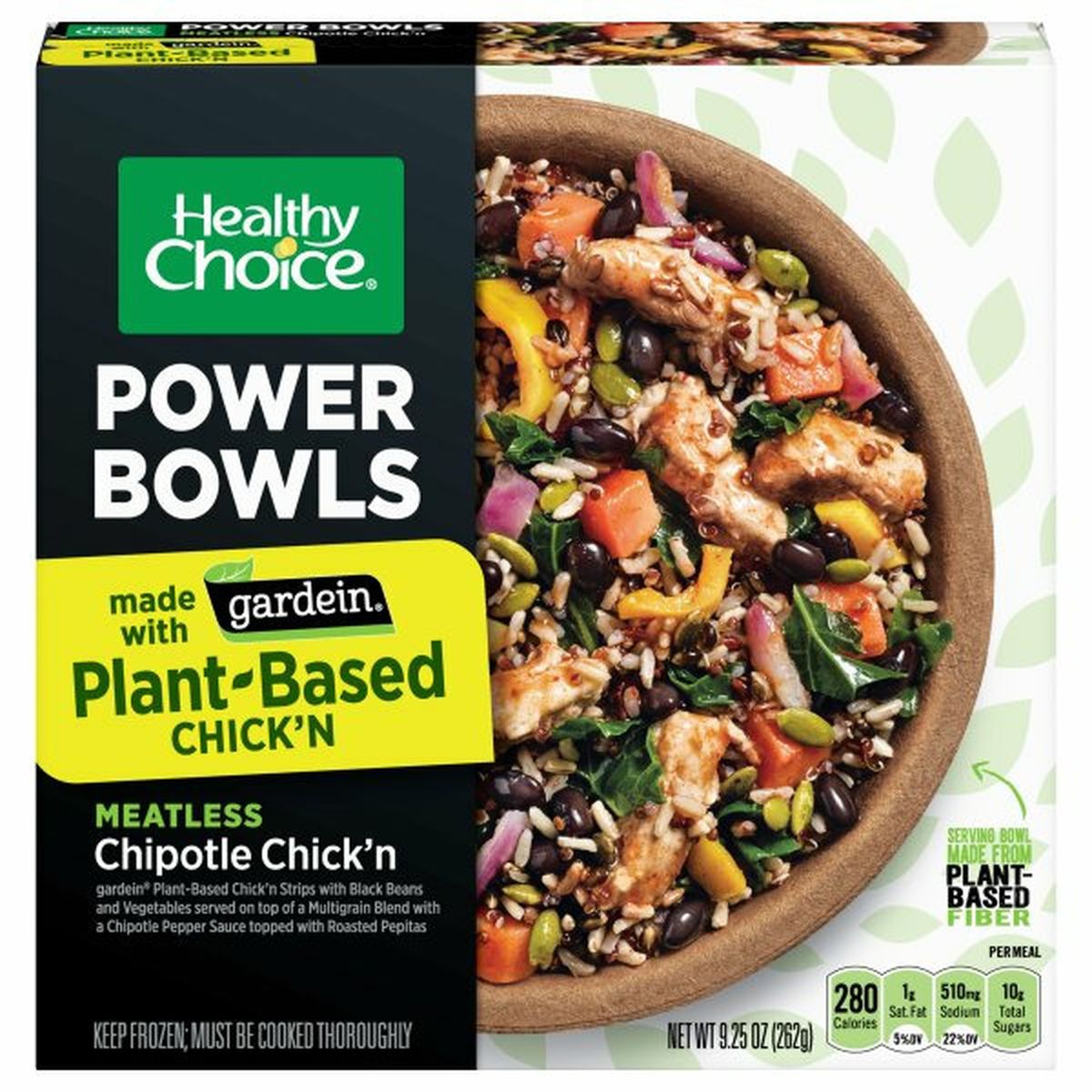 Calories in Healthy Choice Power Bowls Meatless Chipotle Chick'n