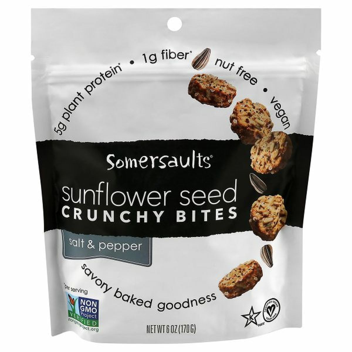 Calories in Somersaults Snack Co Crunchy Bites, Sunflower Seed, Salt & Pepper
