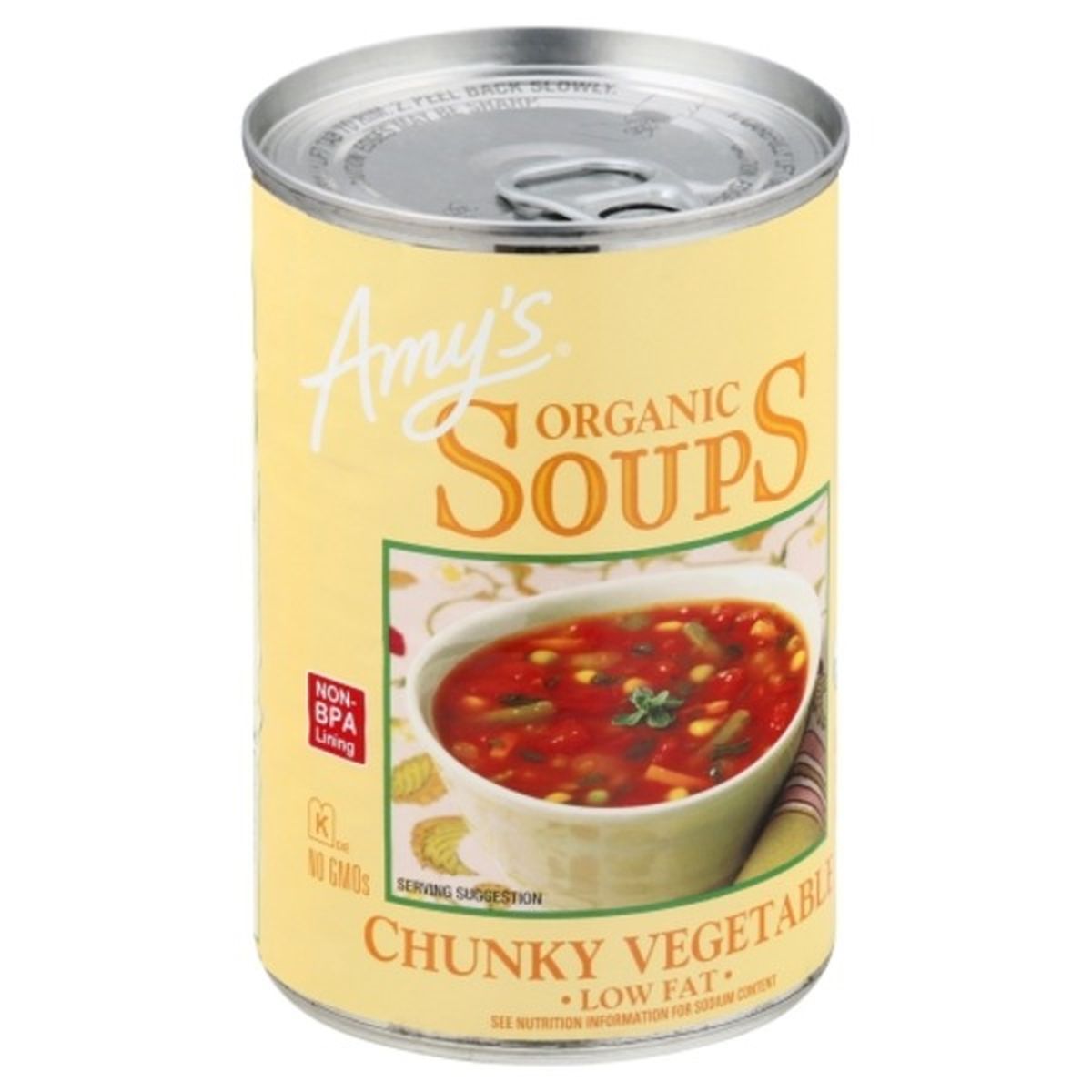 Calories in Amy's Kitchen Soup, Low Fat, Organic, Chunky Vegetable