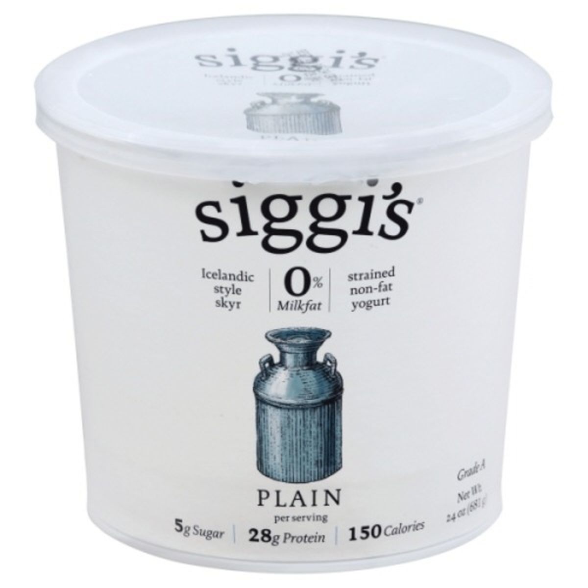 Calories in Siggi's Yogurt, Non-Fat, Icelandic Style Skyr, Strained, Plain