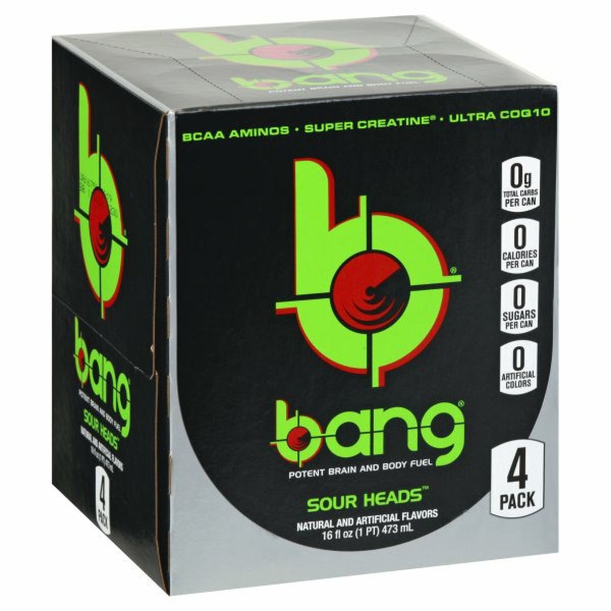 Calories in Bang Energy Energy Drink, Sour Heads, 4 Pack