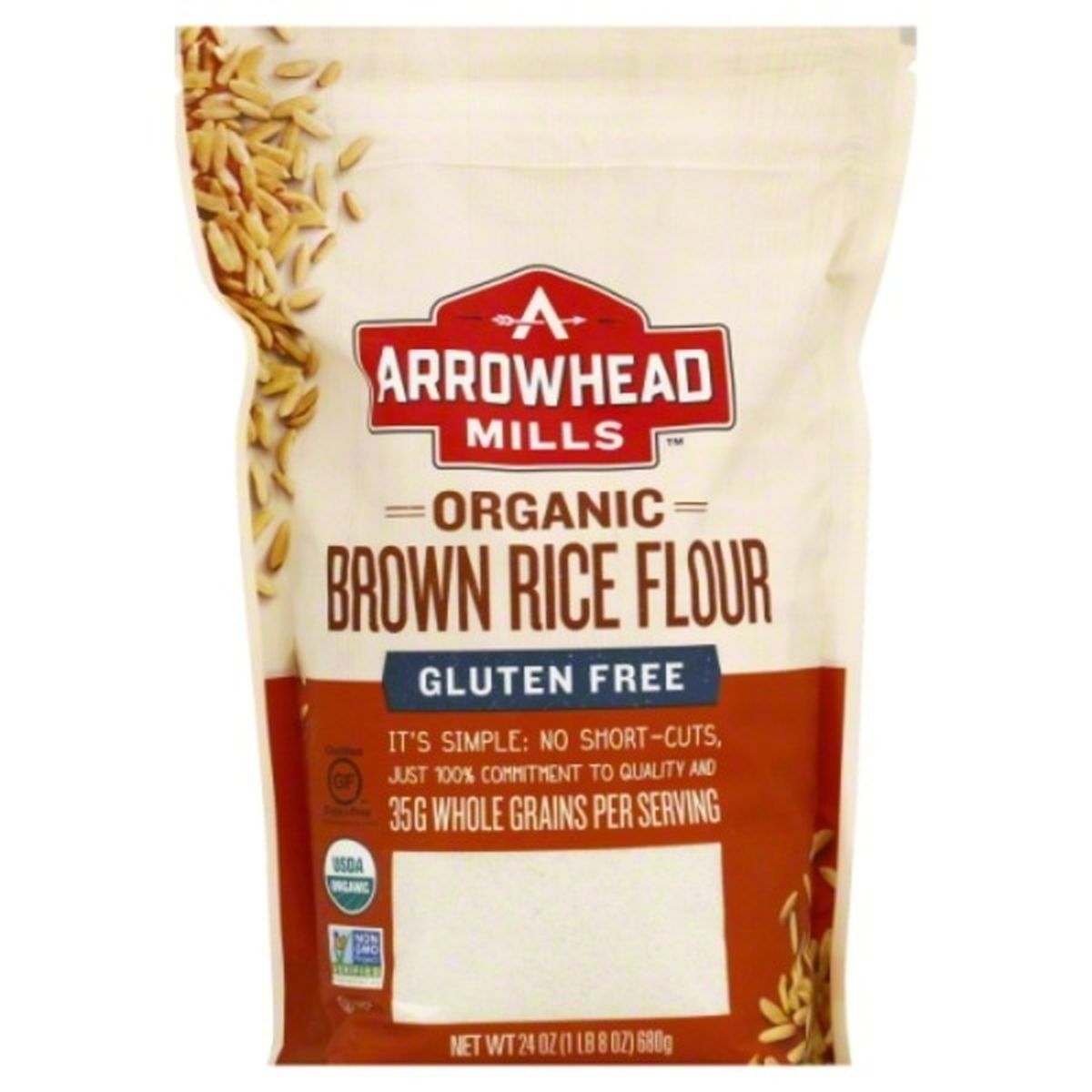 Calories in Arrowhead Mills Brown Rice Flour, Gluten Free, Organic