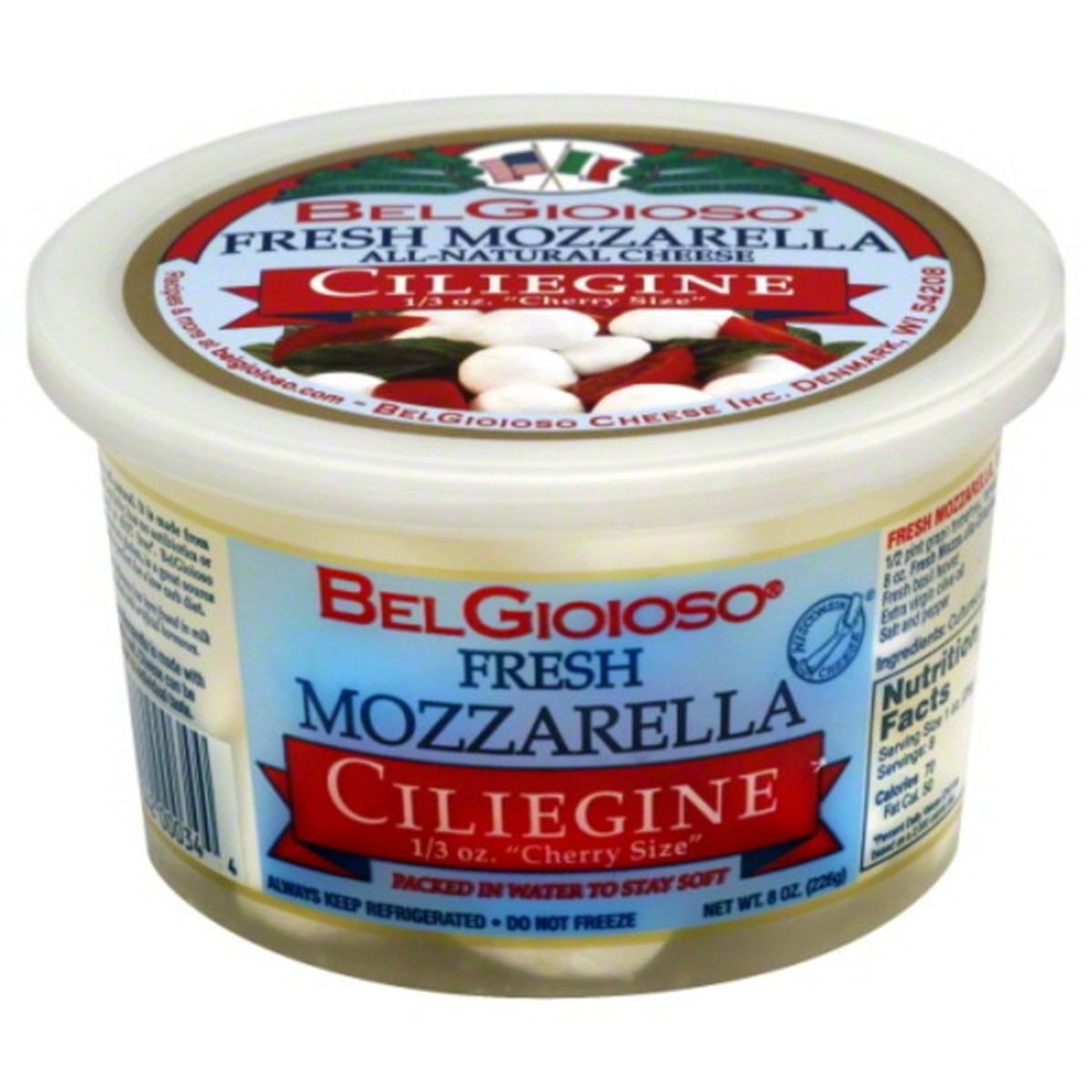 Calories in BelGioioso Fresh Mozzarella Ciliegine Cheese