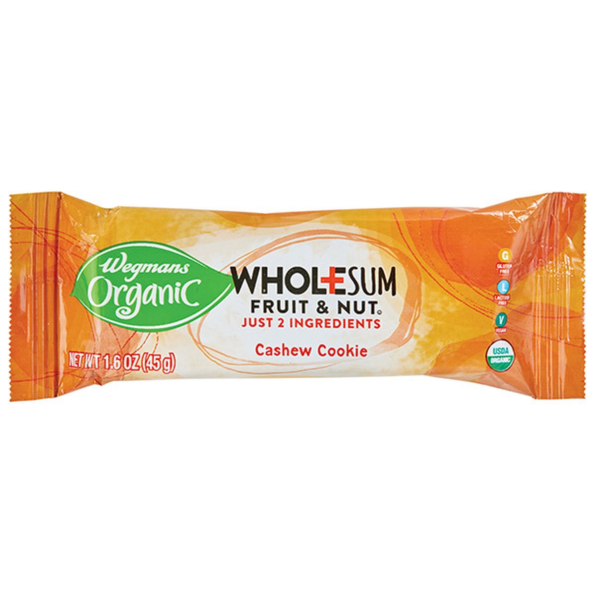 Calories in Wegmans Organic Cashew Cookie Wholesum Fruit & Nut Bar