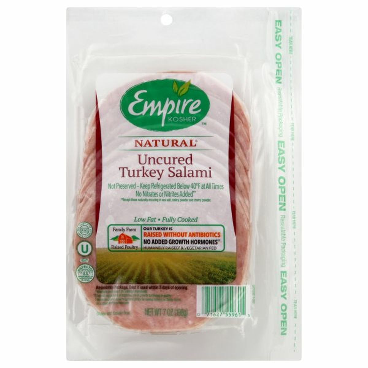 Calories in Empire Kosher Turkey Salami, Uncured