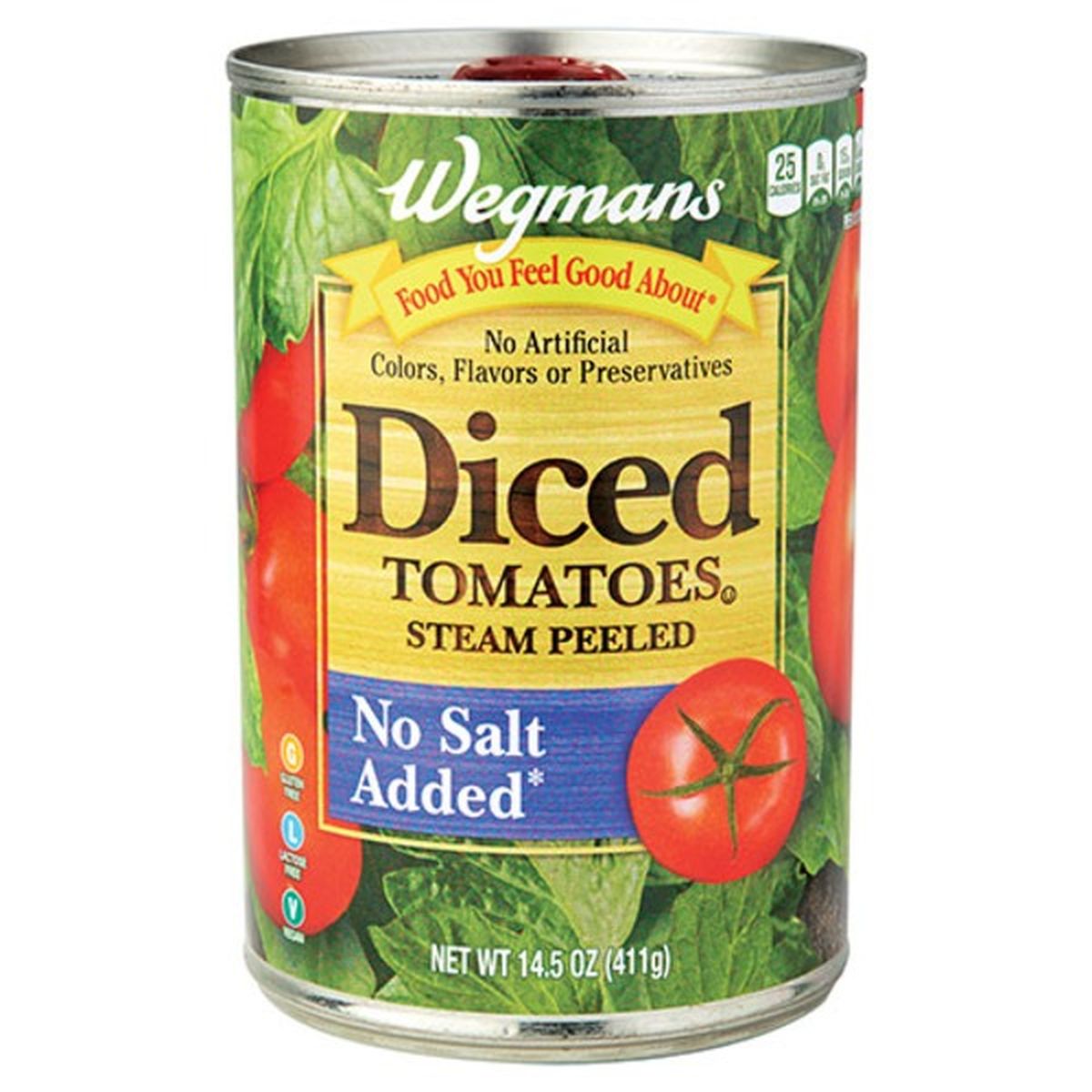 Calories in Wegmans Diced No Salt Added Tomatoes