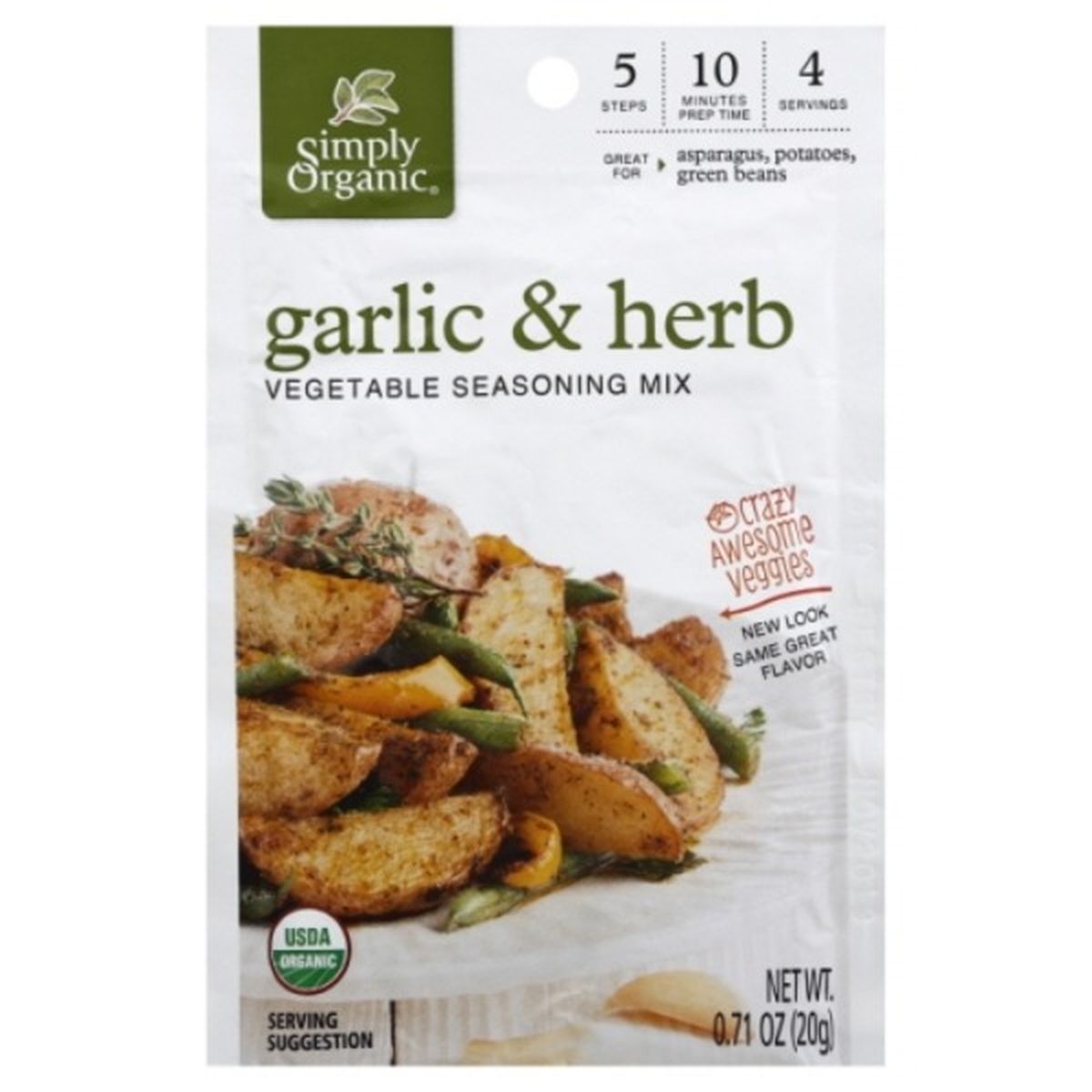 Calories in Simply Organic Seasoning Mix, Vegetable, Organic, Garlic & Herb