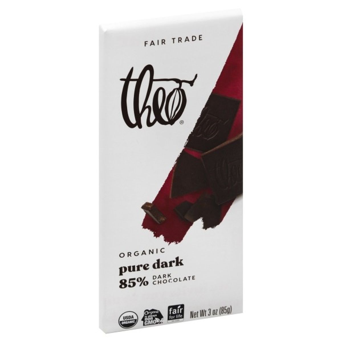 Calories in Theo Chocolate Dark Chocolate, Organic, Pure Dark, 85%