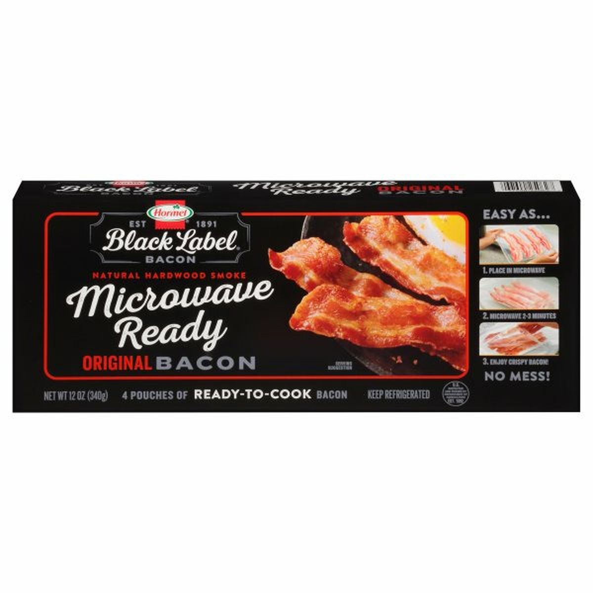 Calories in Hormel Black Label Bacon, Original, Microwave Ready