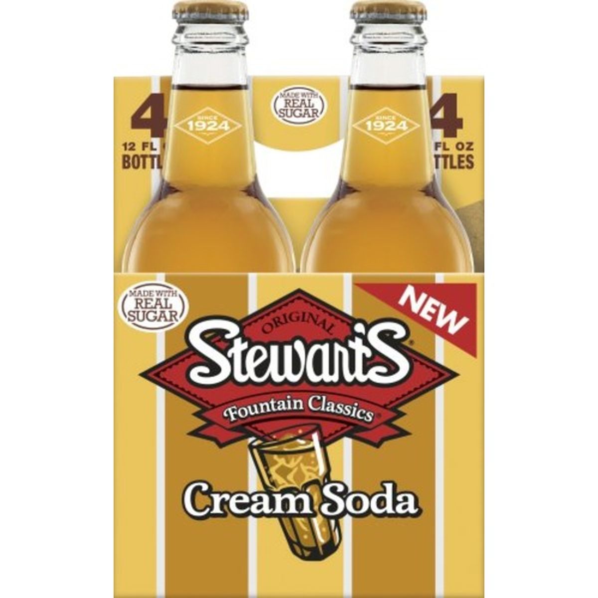 Calories in Stewart's Cream Soda Made with Sugar Cream Soda, Original, 4 Pack