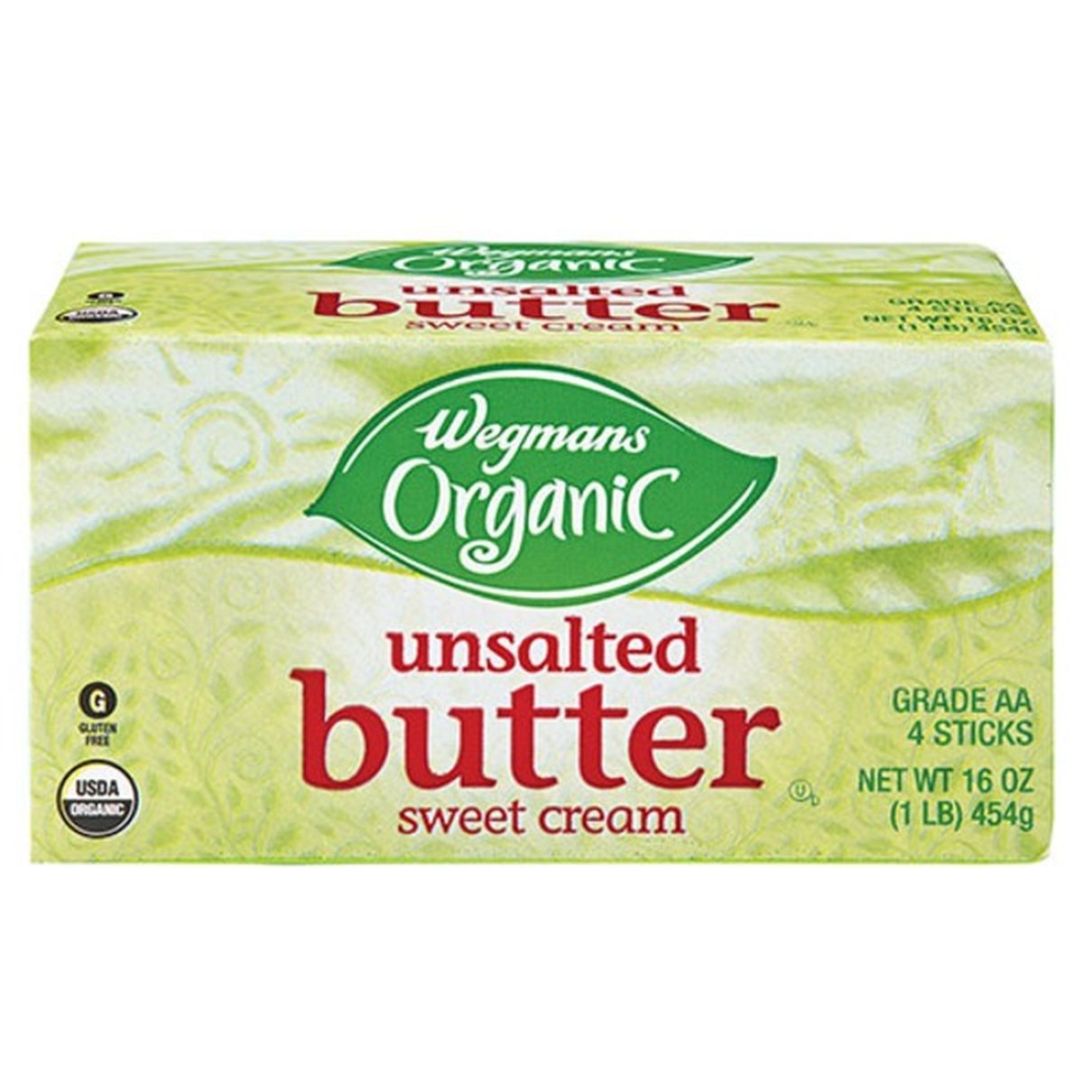 Calories in Wegmans Organic Unsalted Sweet Cream Butter Quarters