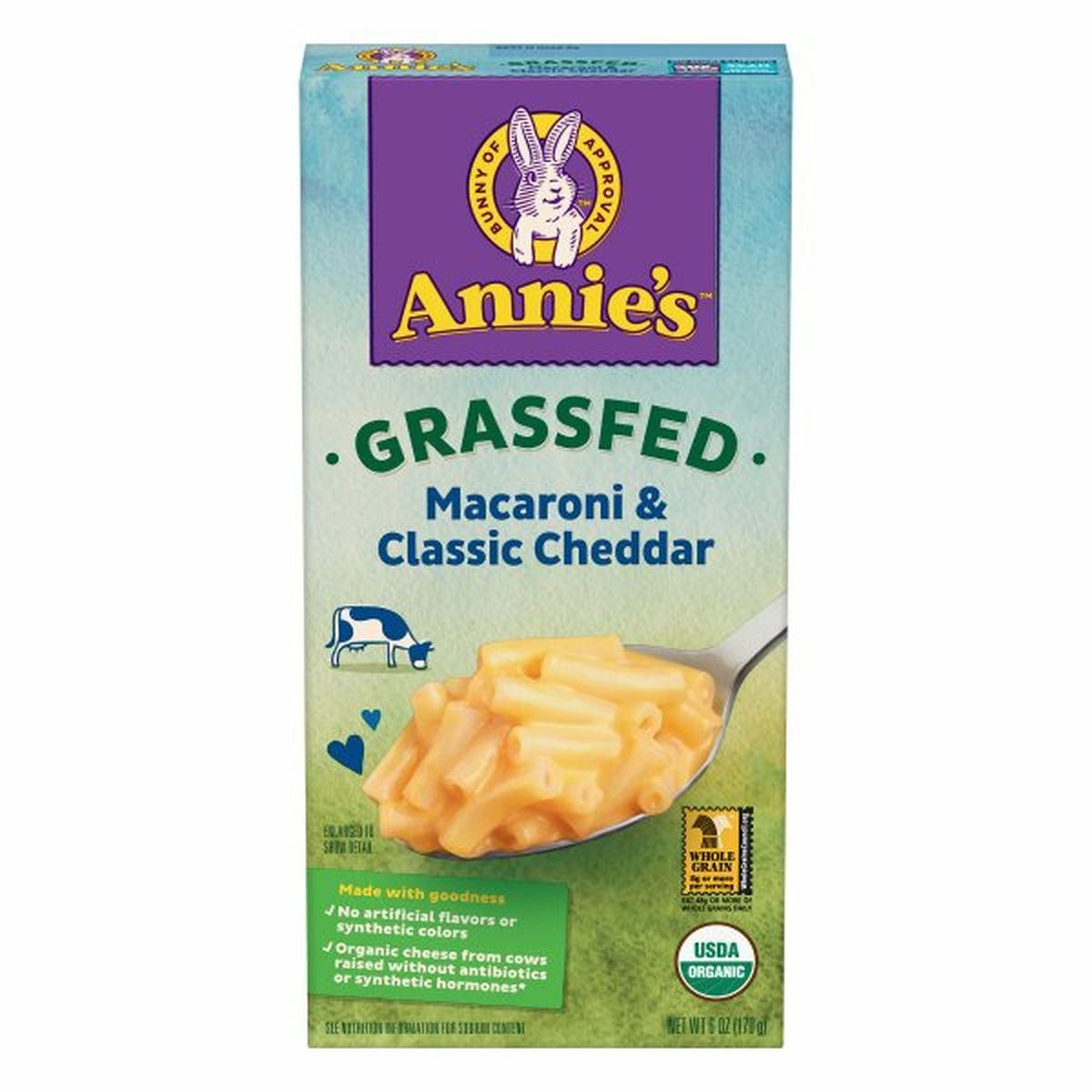 Calories in Annie's Macaroni & Classic Cheddar, Organic, Grassfed