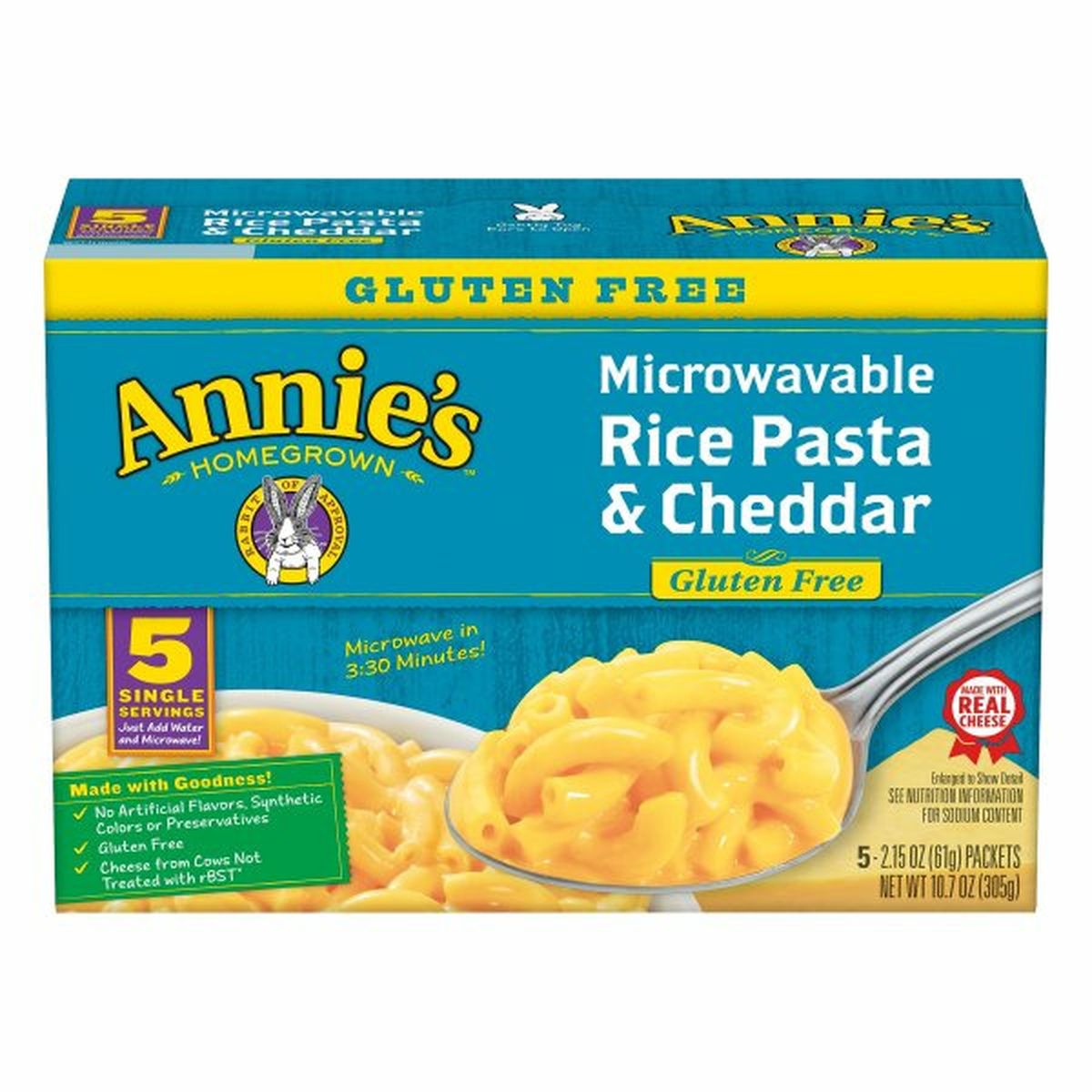Calories in Annie's Rice Pasta & Cheddar, Gluten Free