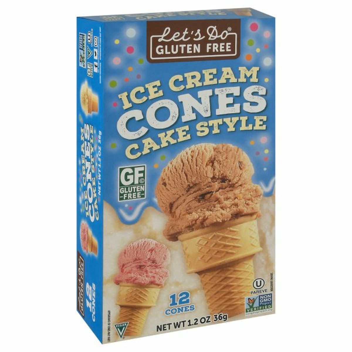 Calories in Edward & Sons Gluten Free Ice Cream Cones, Cake Style
