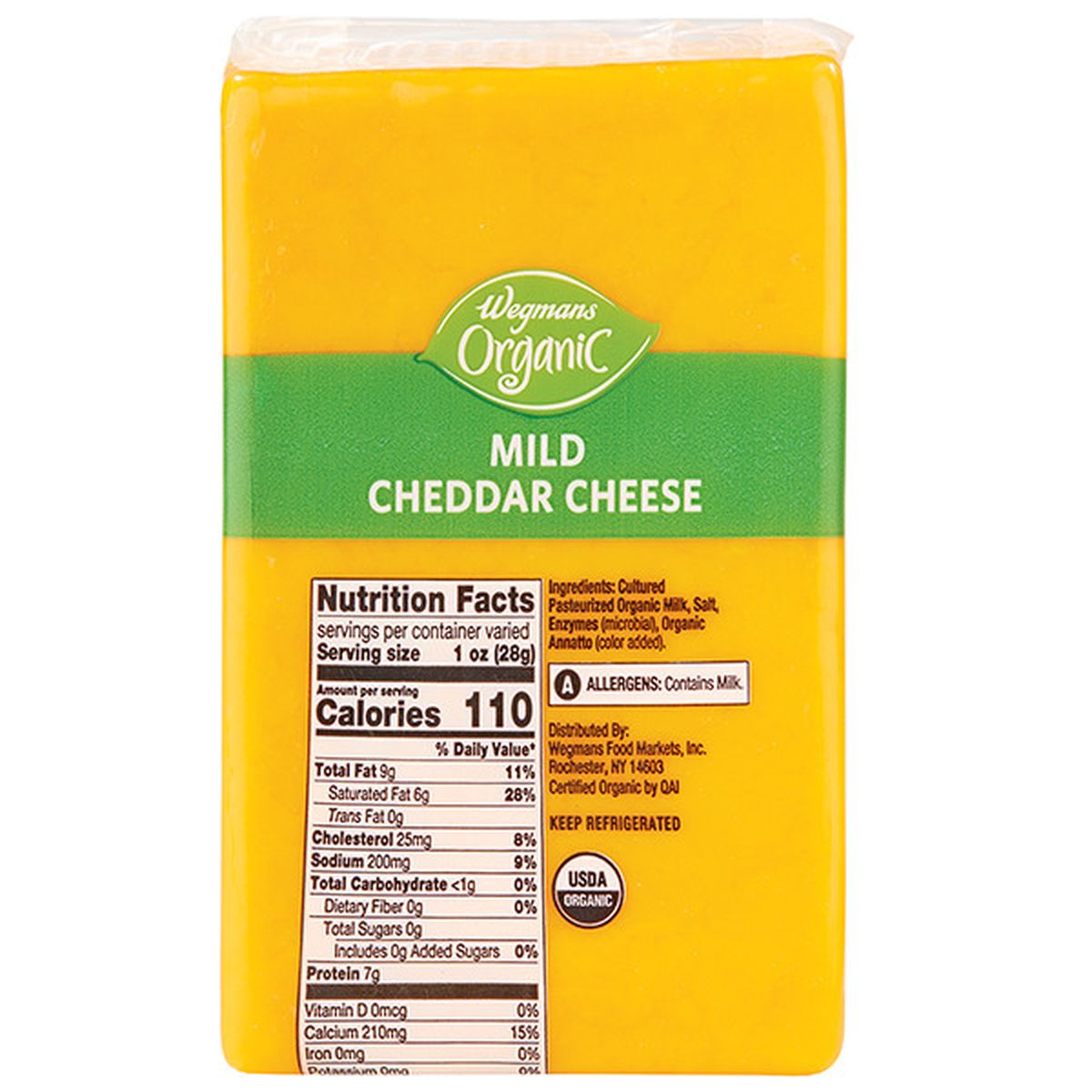 Calories in Wegmans Organic Mild Cheddar Cheese